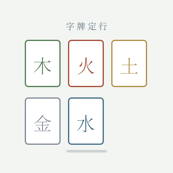 金木水火土五行字牌图